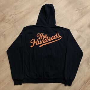 The Hundreds Champion Slant Tail Script Logo Hoodie Men's Medium M Black Orange